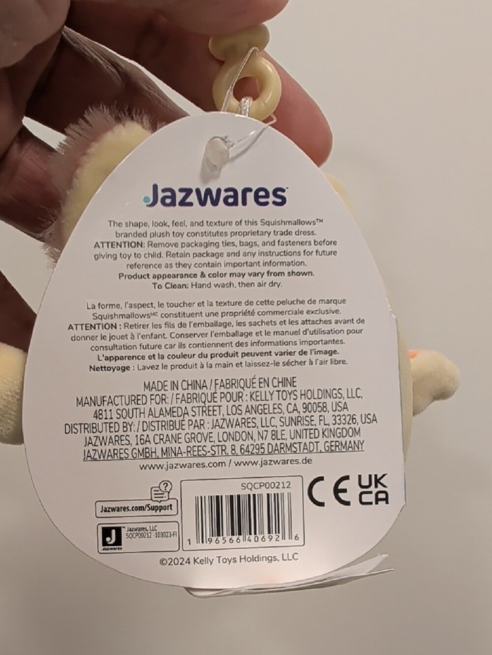 Squishmallows Peach & Cream Plush Clip Keychain - Picture 2 of 4